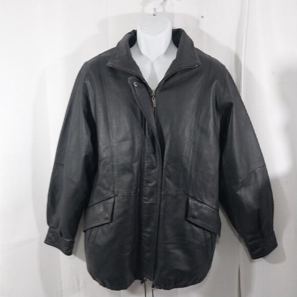 CROFT & BARROW! LUXE BLACK GENUINE LEATHER THERMAL LINED COAT, JACKET! SZ M - Picture 2 of 14
